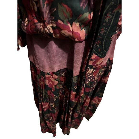 Vintage Lindsey Blake Womens Floral and Suede blouson Style Midi Dress Size 18 - Picture 8 of 13